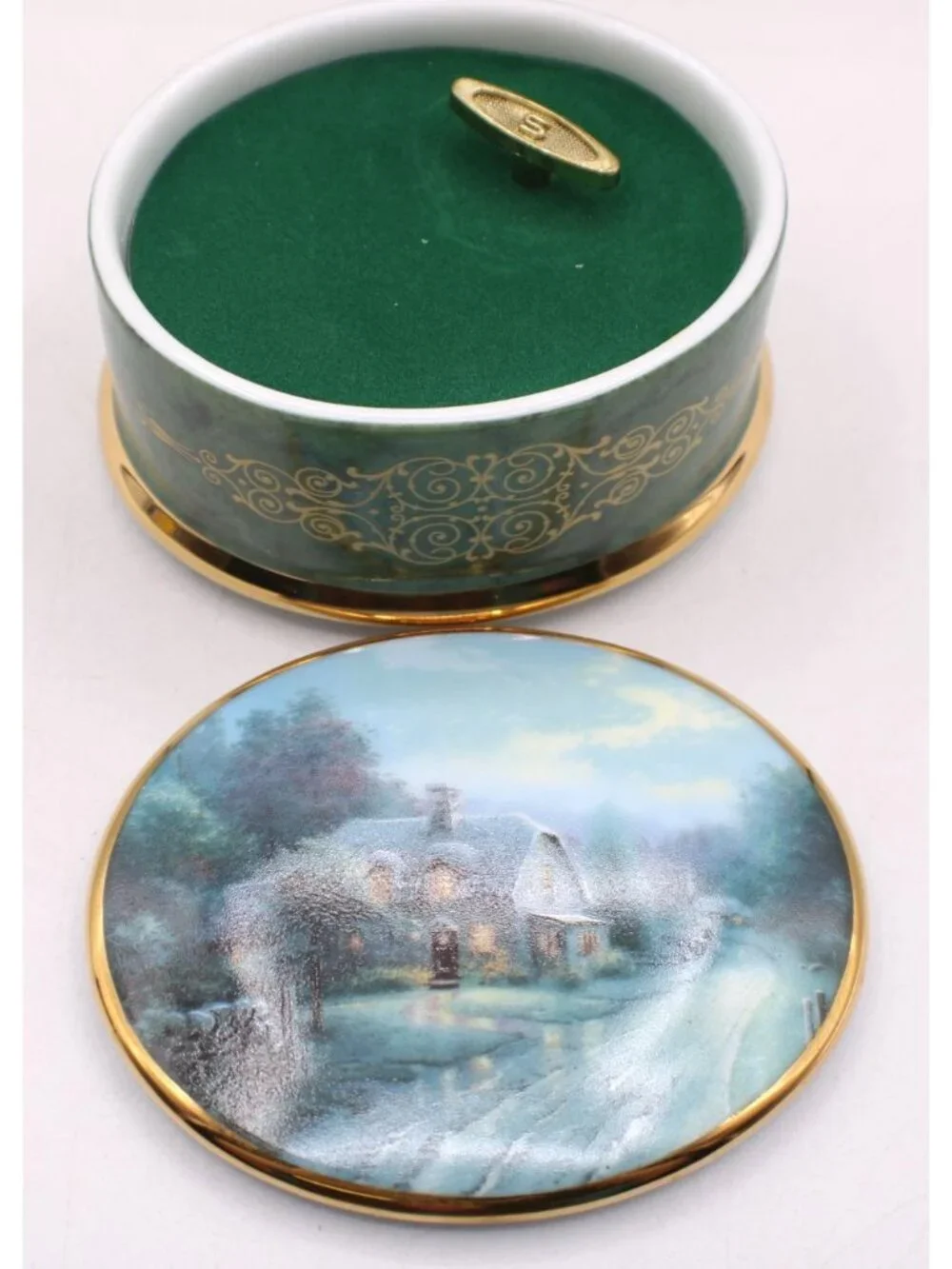 Thomas Kinkade Moonlight Lane Music Box Lamplight Village Collection 1999 3rd Ed